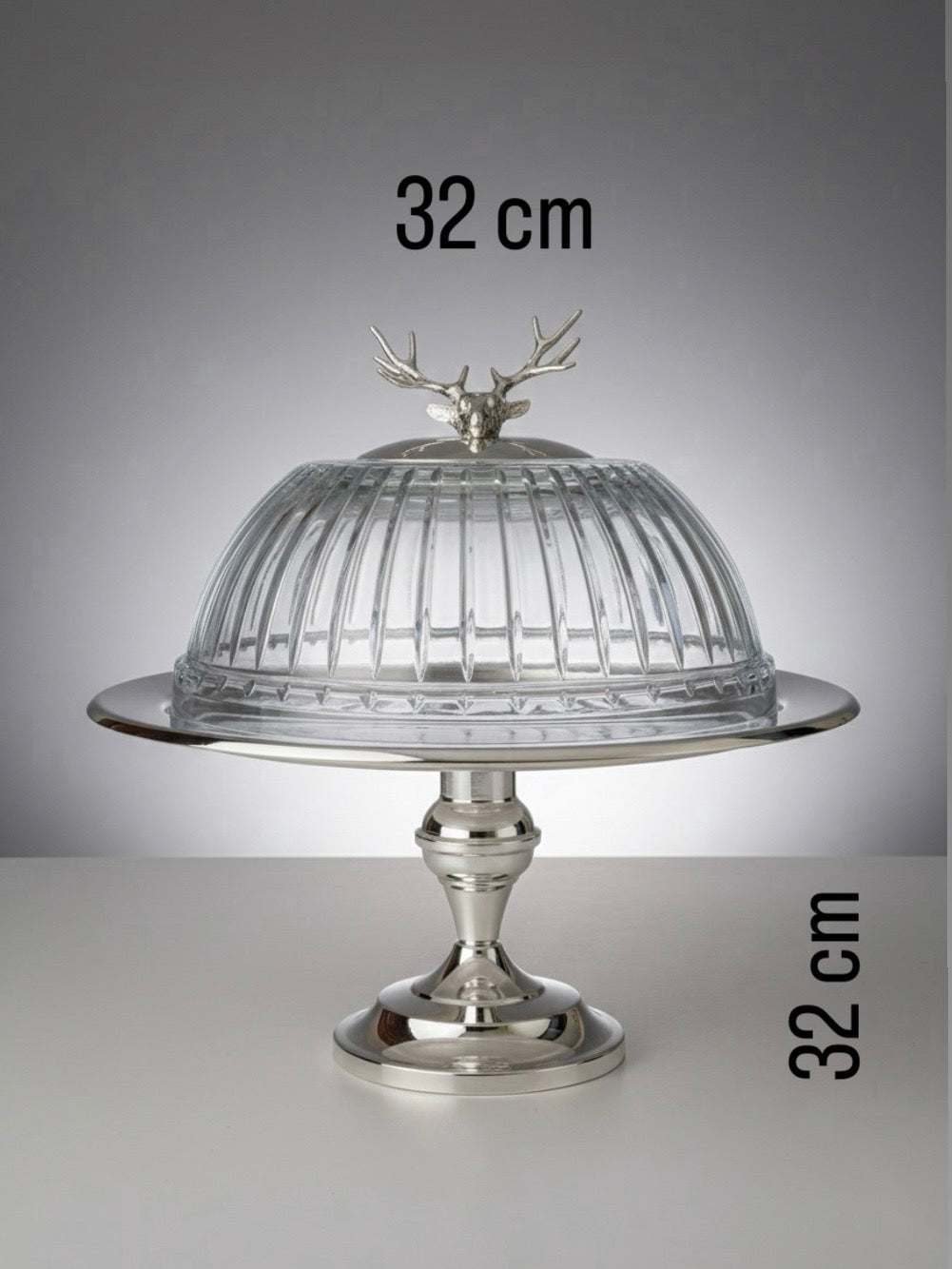 Elegantia Gümüş Kaplama & Kesme Cam Pasta Standı