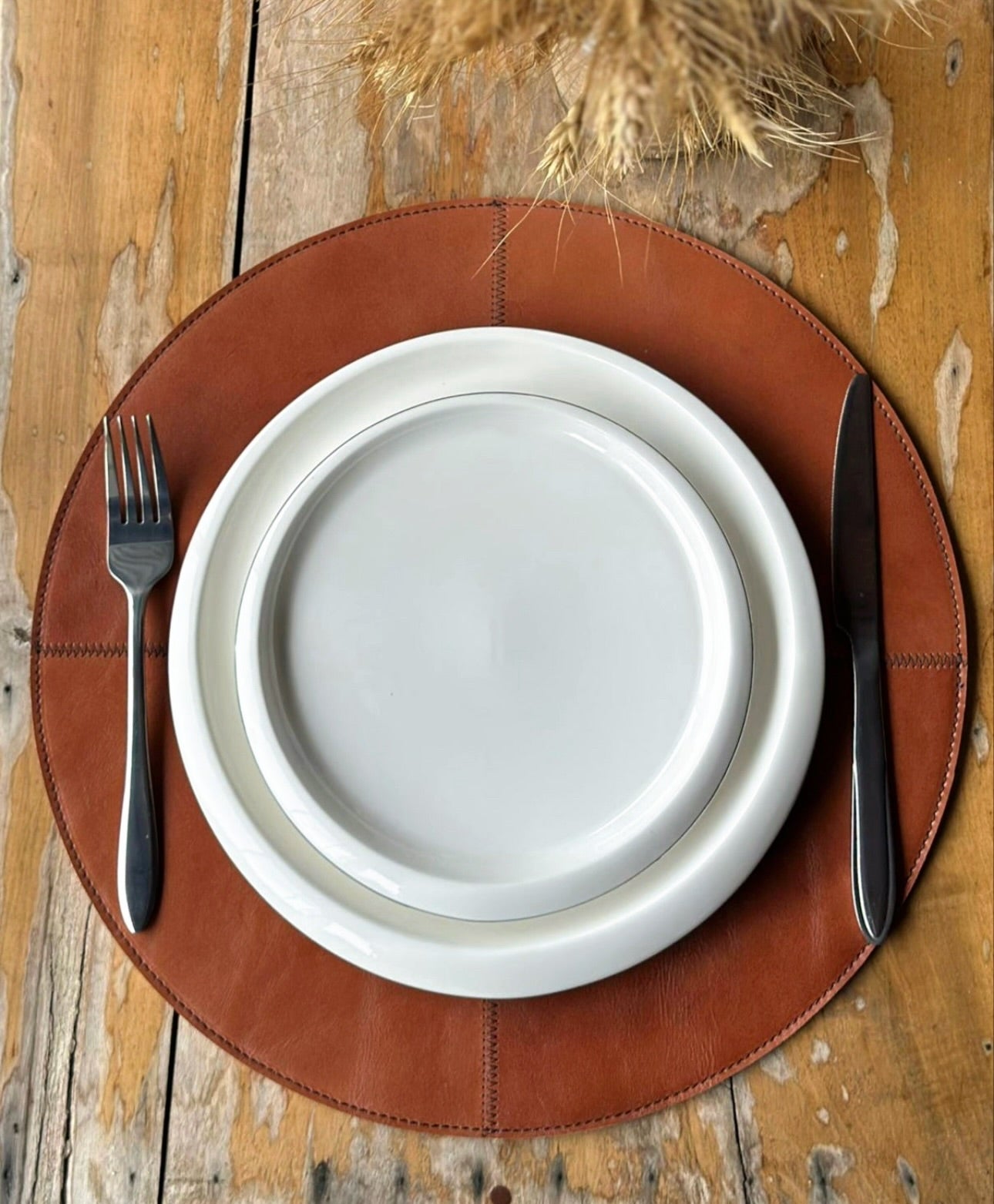 Sorina 6-Piece Double-Sided Genuine Leather Placemat