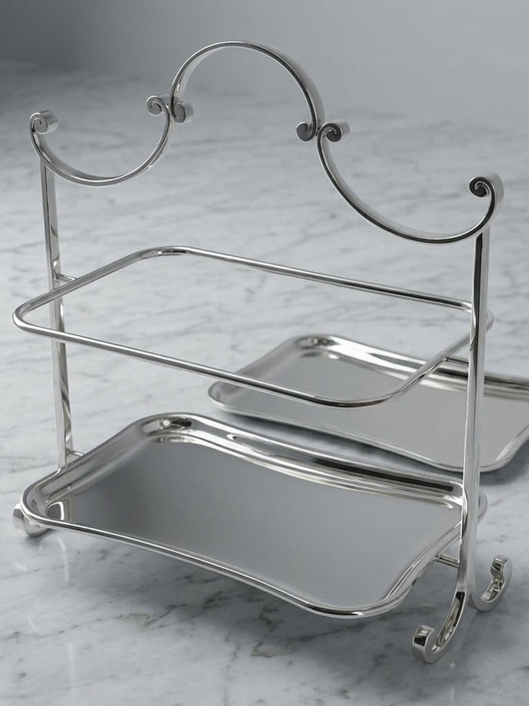 Miorisa 30x25 cm Gümüş 2 Katlı Sunumuk