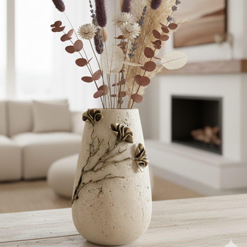 Nihilist Marble & Brass Flower Vase