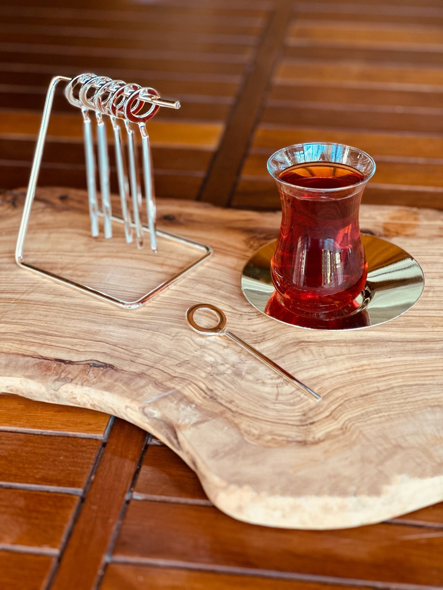 Luya Gümüş Kaplama 6’lı Çay Kaşığı ve 6’lı Çay Bardağı Altı