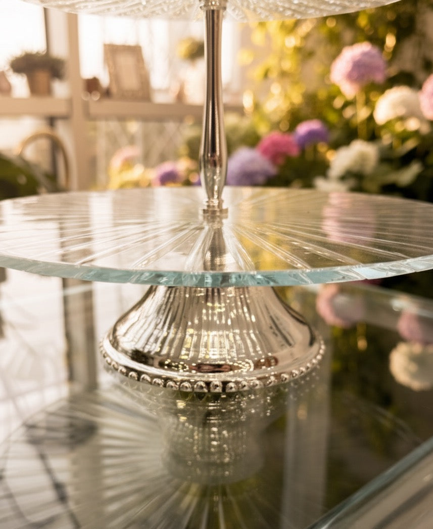 Sare Silver Plated & Glass Serving Tray