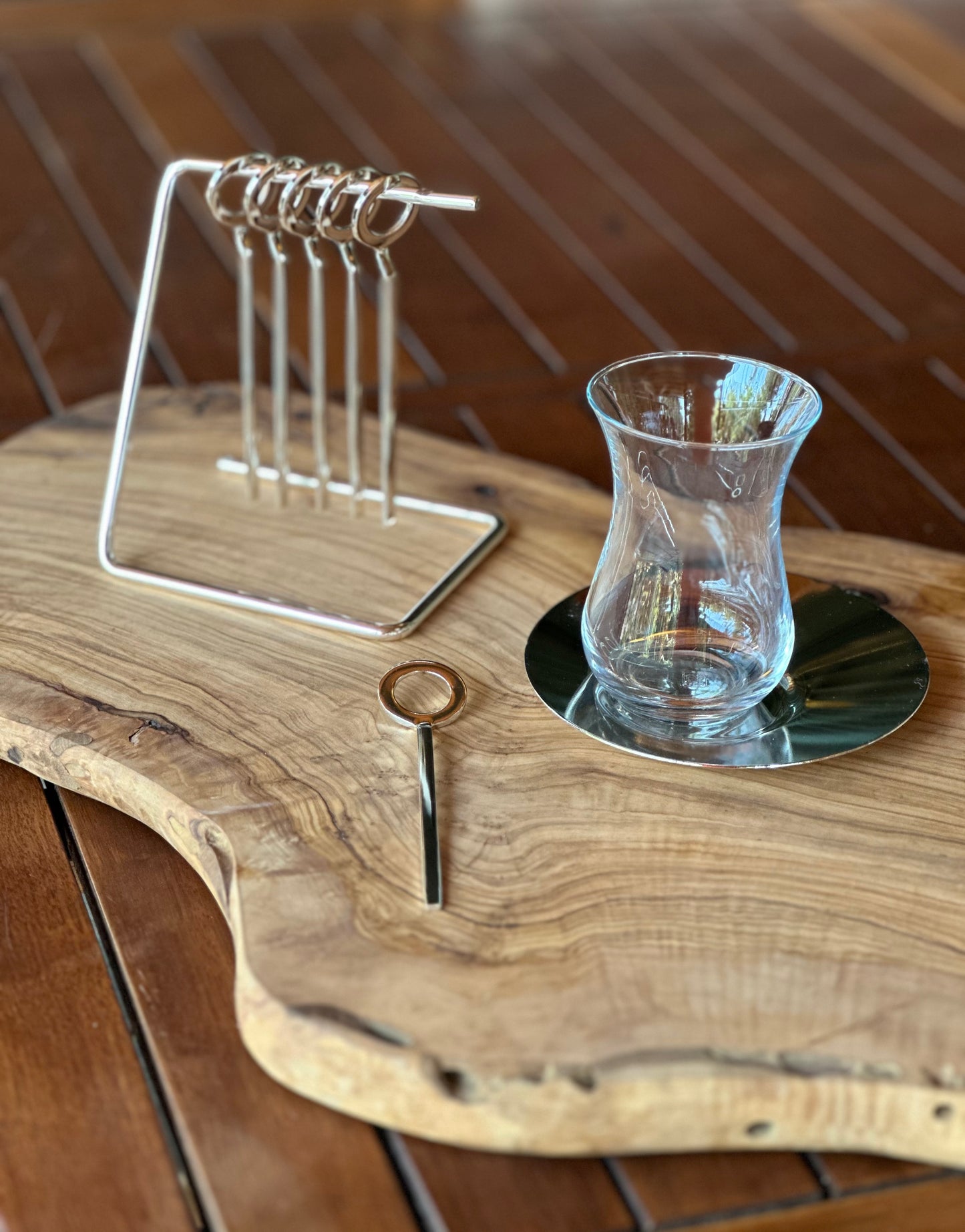 Luya Gümüş Kaplama 6’lı Çay Kaşığı ve 6’lı Çay Bardağı Altı