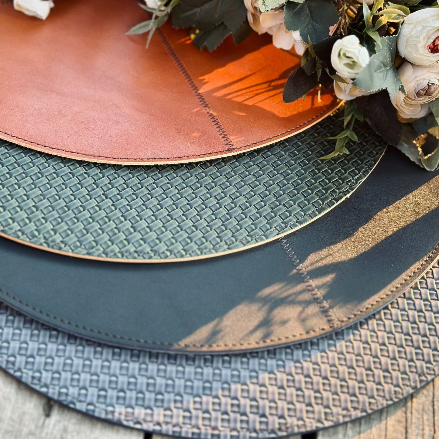 Sorina 6-Piece Double-Sided Genuine Leather Placemat