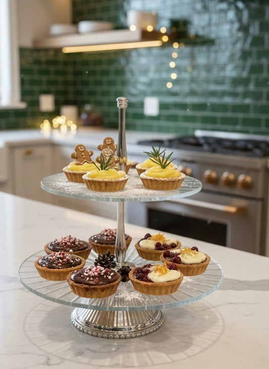 Sare Silver Plated &amp; Glass Serving Tray
