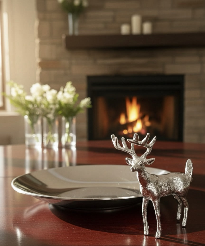 Fortena Gümüş Kaplama Geyik Figürlü Sunumluk
