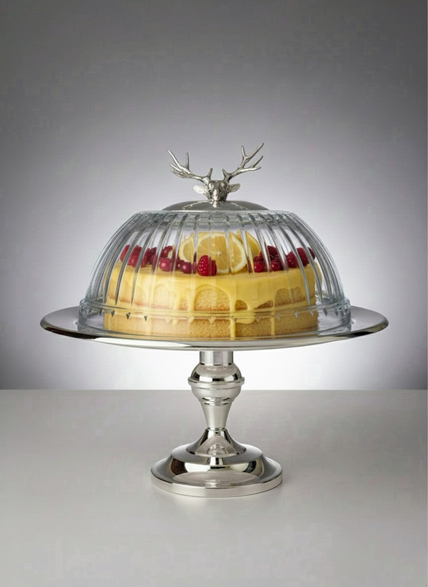 Elegantia Gümüş Kaplama & Kesme Cam Pasta Standı