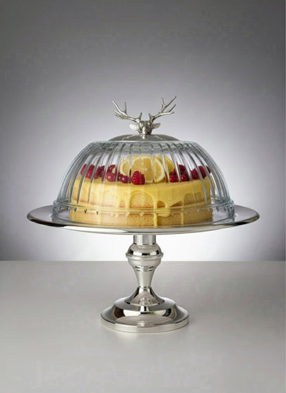 Elegantia Gümüş Kaplama & Kesme Cam Pasta Standı