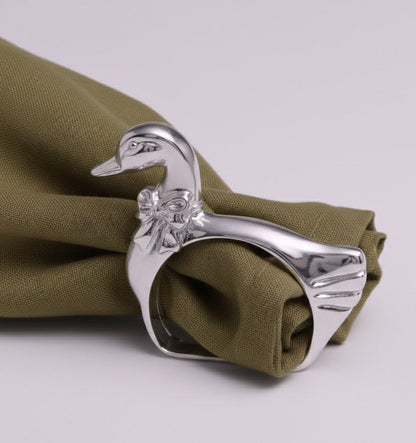 Odin Silver Plated 4-Piece Duck Napkin Ring Set