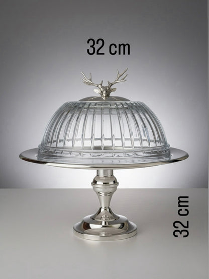 Elegantia Gümüş Kaplama & Kesme Cam Pasta Standı