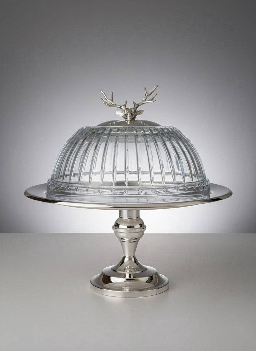 Elegantia Gümüş Kaplama & Kesme Cam Pasta Standı