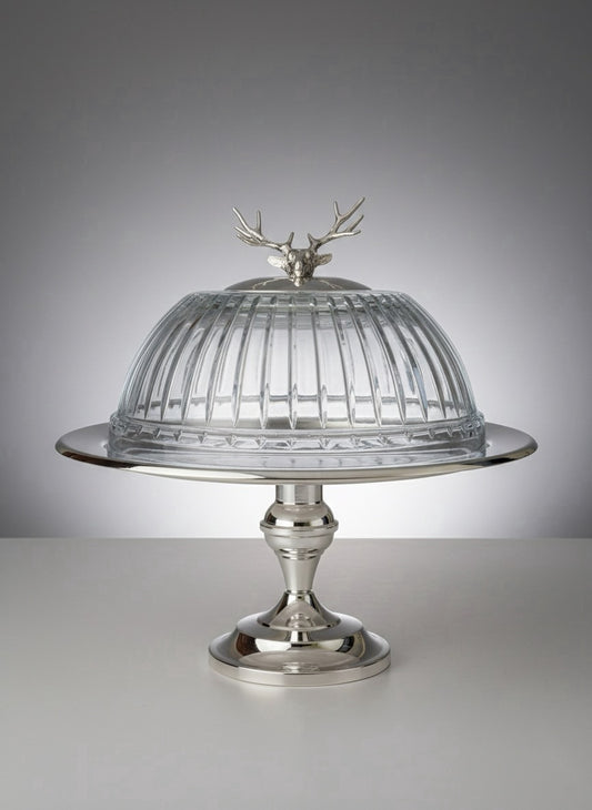 Elegantia Gümüş Kaplama & Kesme Cam Pasta Standı