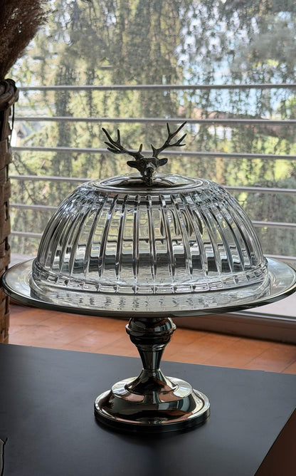 Elegantia Gümüş Kaplama & Kesme Cam Pasta Standı