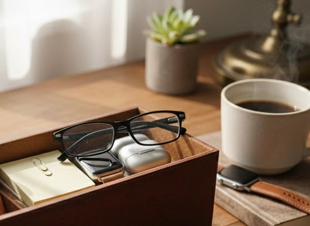 Letoz Ahşap Üzeri Deri Kaplama Çok Amaçlı Kutu