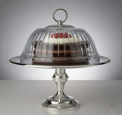 Elegantia Gümüş Kaplama & Kesme Cam Pasta Standı