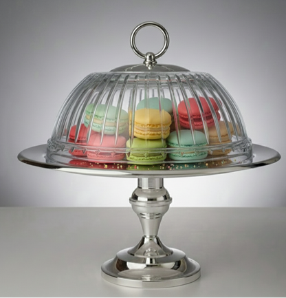 Elegantia Gümüş Kaplama & Kesme Cam Pasta Standı