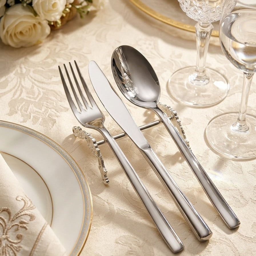 Royal 6’lı İşlemeli Gümüş Kaplama Çatal Bıçak Dayama Standı