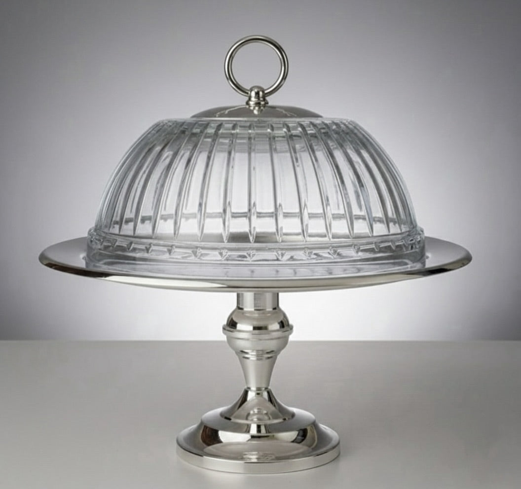 Elegantia Gümüş Kaplama & Kesme Cam Pasta Standı