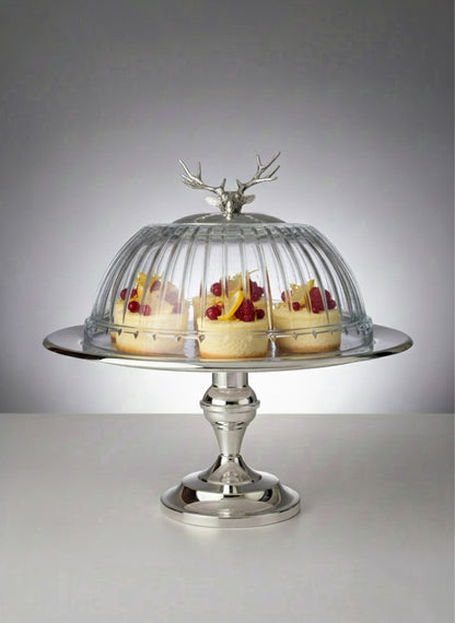 Elegantia Gümüş Kaplama & Kesme Cam Pasta Standı