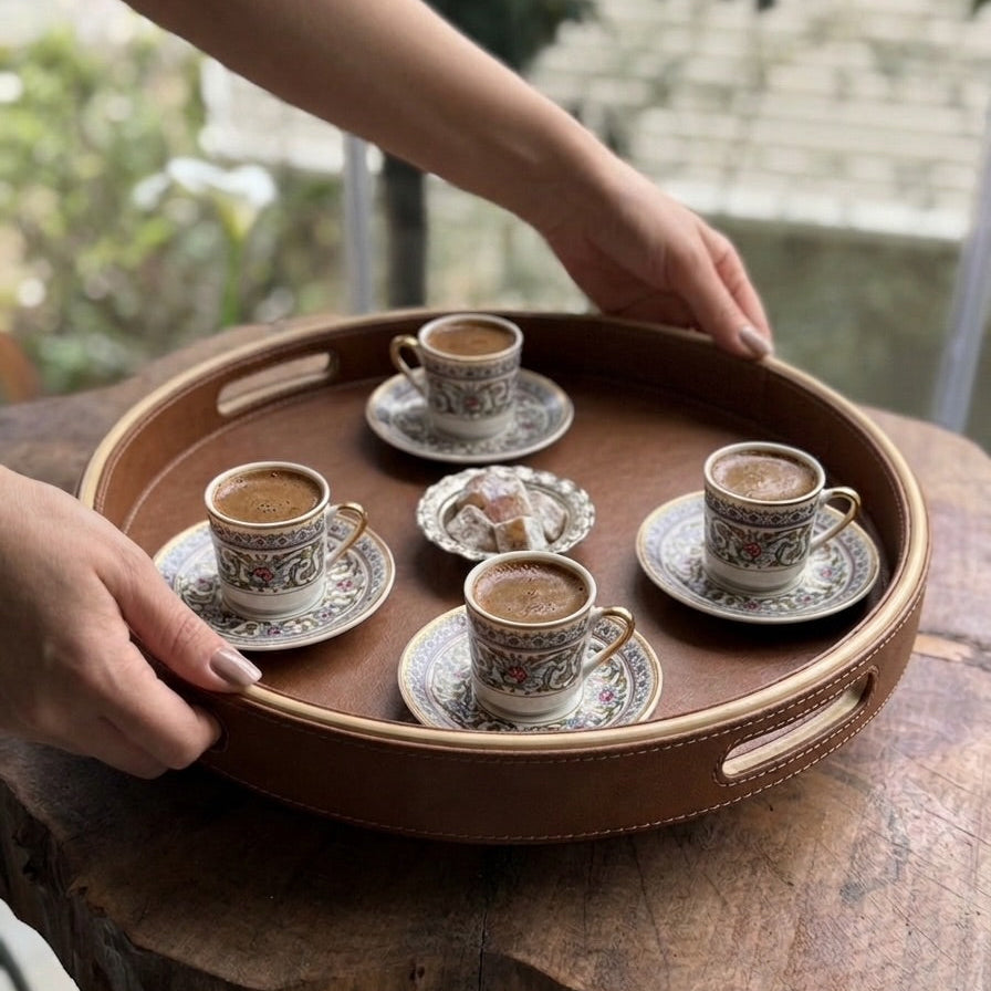 Seyia 40 cm Bamboo & Leather Tray