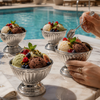 Minera Embossed Silver Plated Ice Cream Bowl