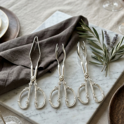 Trei Silver-Plated Rice Server Tong Set of 3