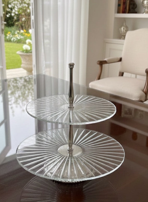 Sare Silver Plated &amp; Glass Serving Tray