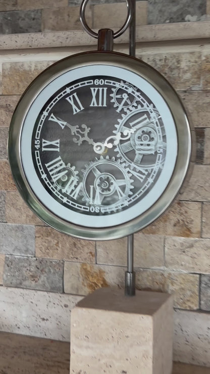 Klockan Doğal Taş Kaideli 50 cm Dekoratif Masa Saati
